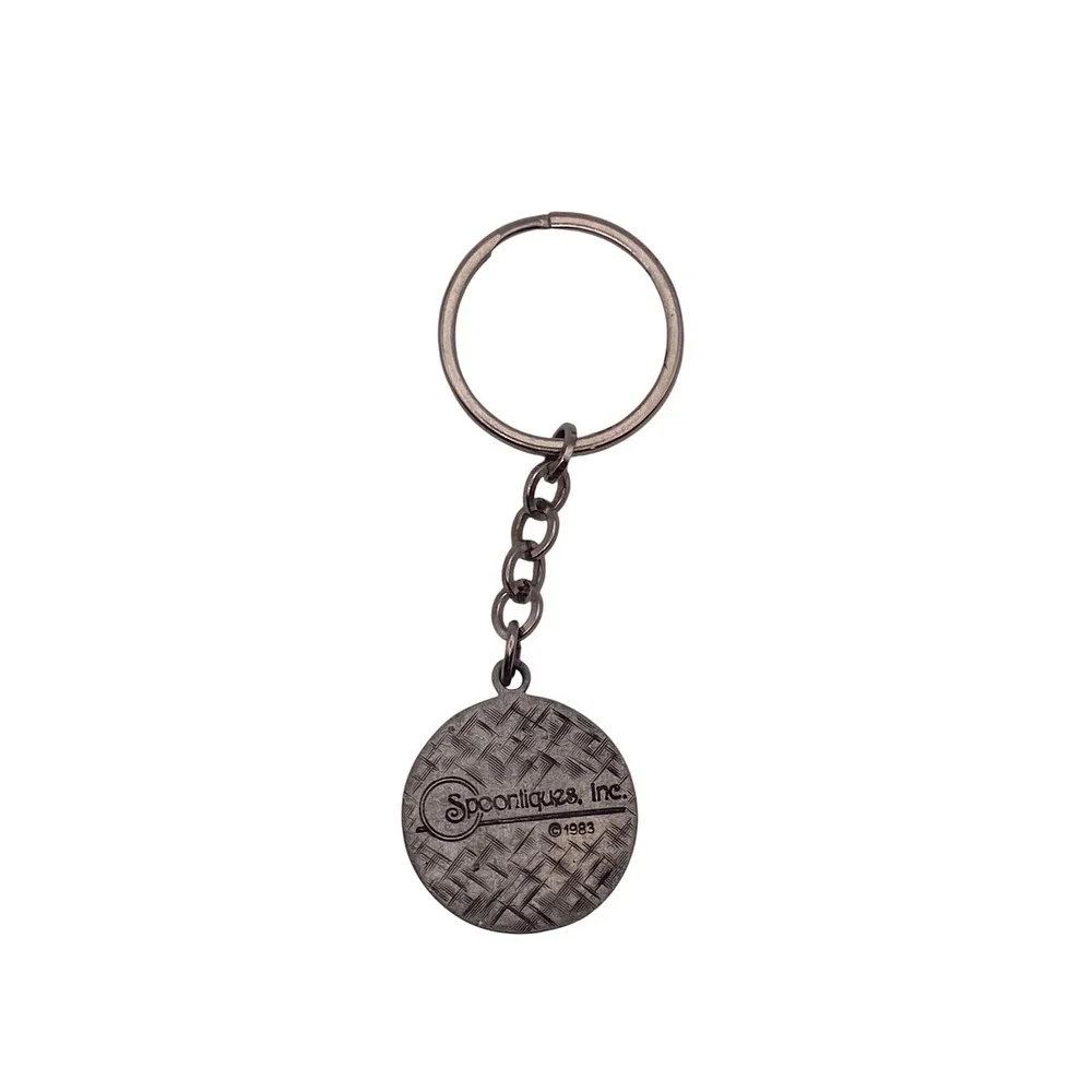 Vintage 1983 Spooniques Findlay Ohio Water Mill Pewter Keychain Souvenir Silver